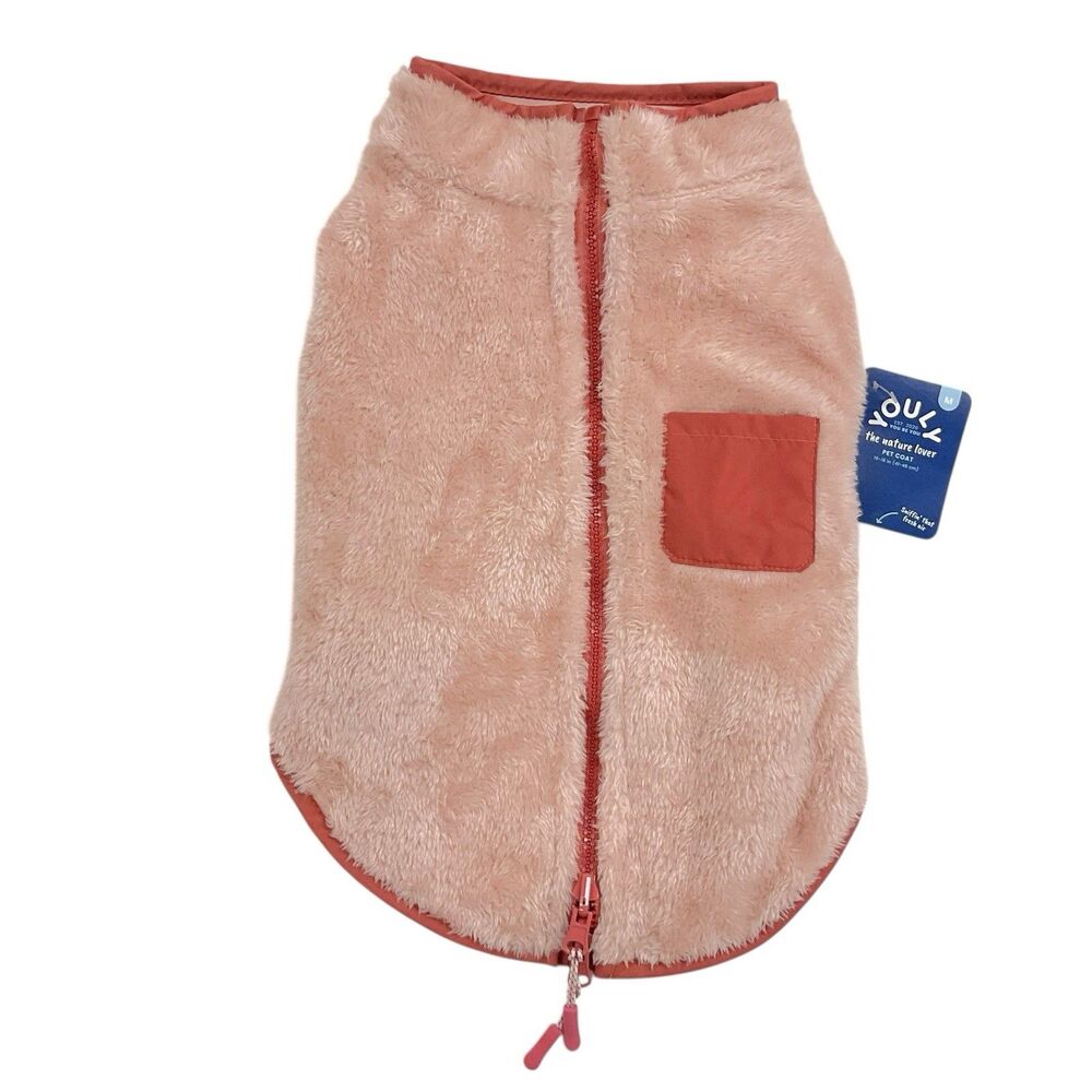 YOULY Size M ( 16"-18") Pink Striped Reversible Cozy Puffer Vest‎ Dog Jacket NWT